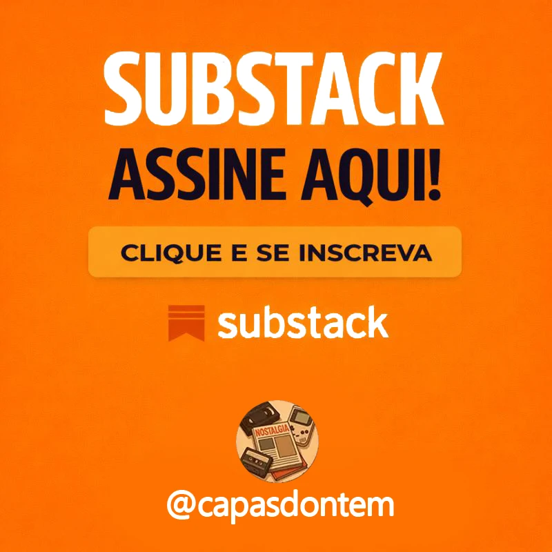 Flyer laranja com chamada para assinar o Substack do @capasdontem.