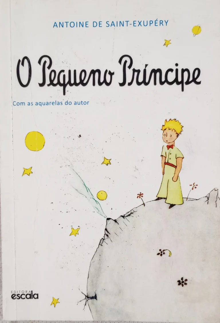 Capa do livro, com o nome do livro e ilustração do menino encima de um planeta.