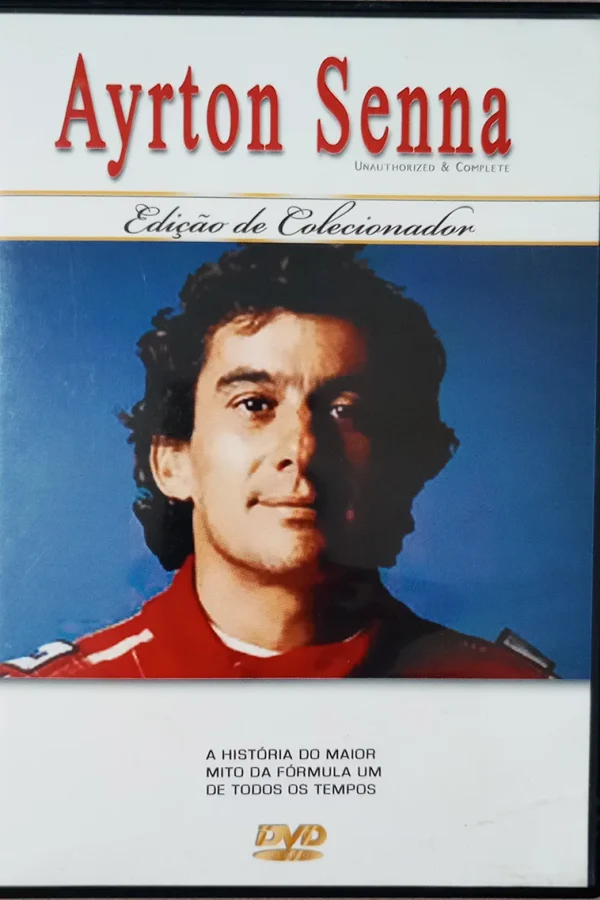 Capa do DVD Ayrton Senna – Edição de Colecionador da Cine Art, com foto do piloto e título em destaque