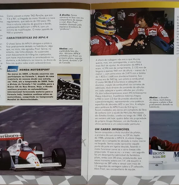 Página exclusivamente falando sobre o carro de Senna, o Mclaren mp4, seu motor e performance mecânica