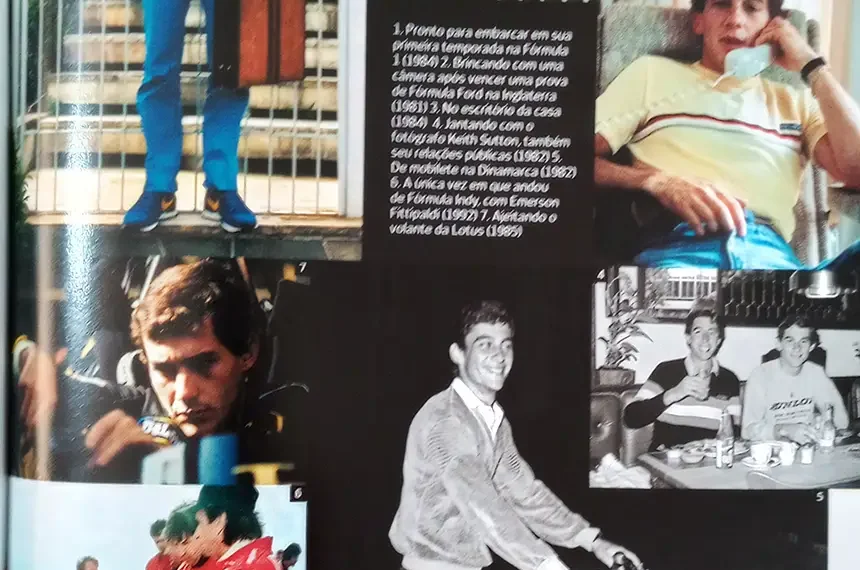 Várias fotos de Senna, em lazer, deitado, na adolescência e em frente sua casa